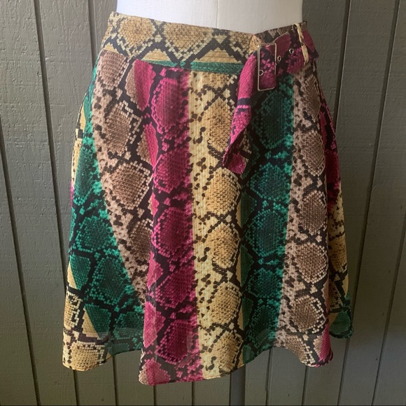 INC Women’s Plus Size Colorfull Snake Python Animal Print Mini Skirt - Picture 2 of 12